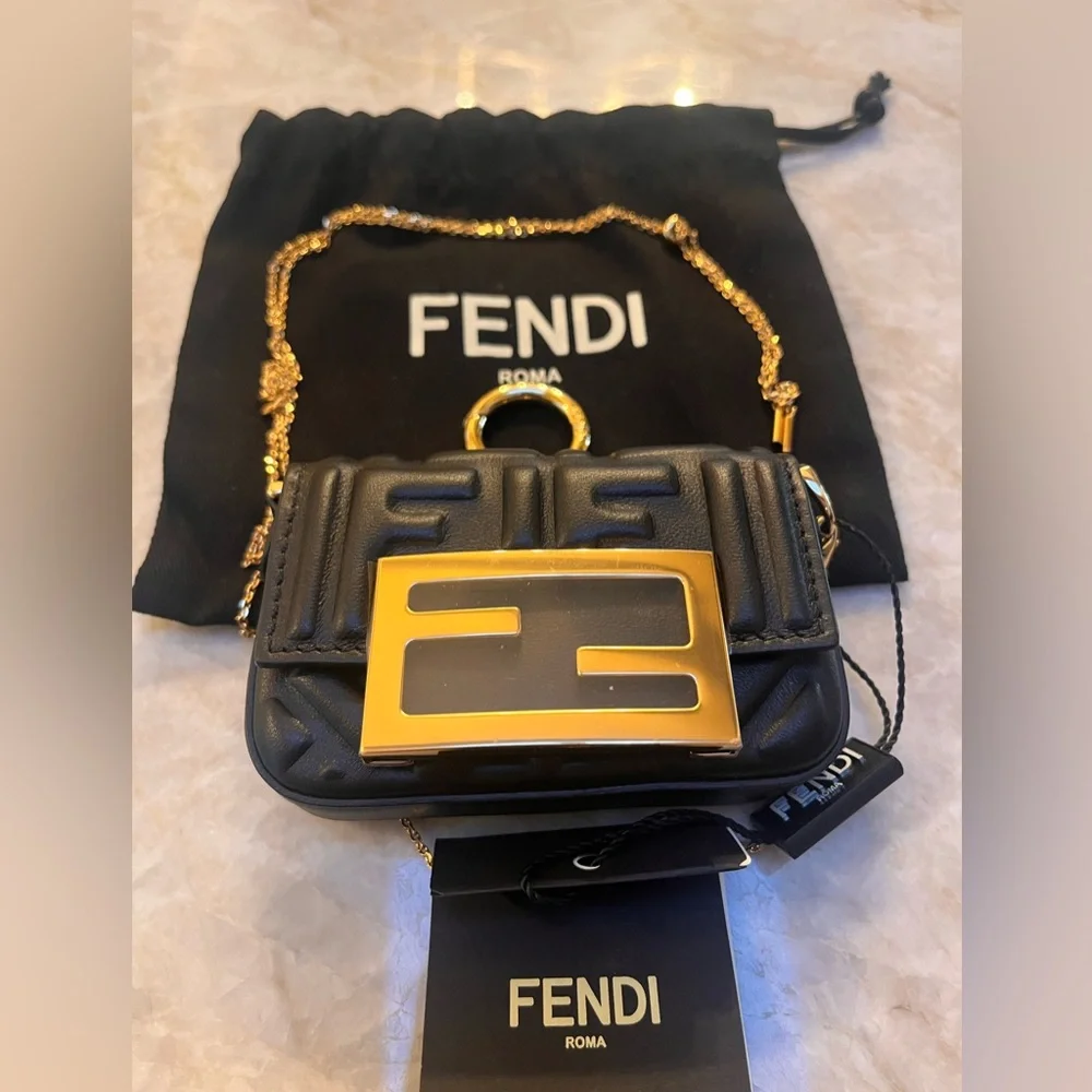 FENDI Nappa Matisse FF Embossed Nano Baguette - Picture 2 of 7